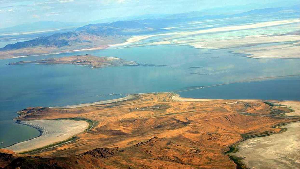An aerial view of the Great Salt Lake