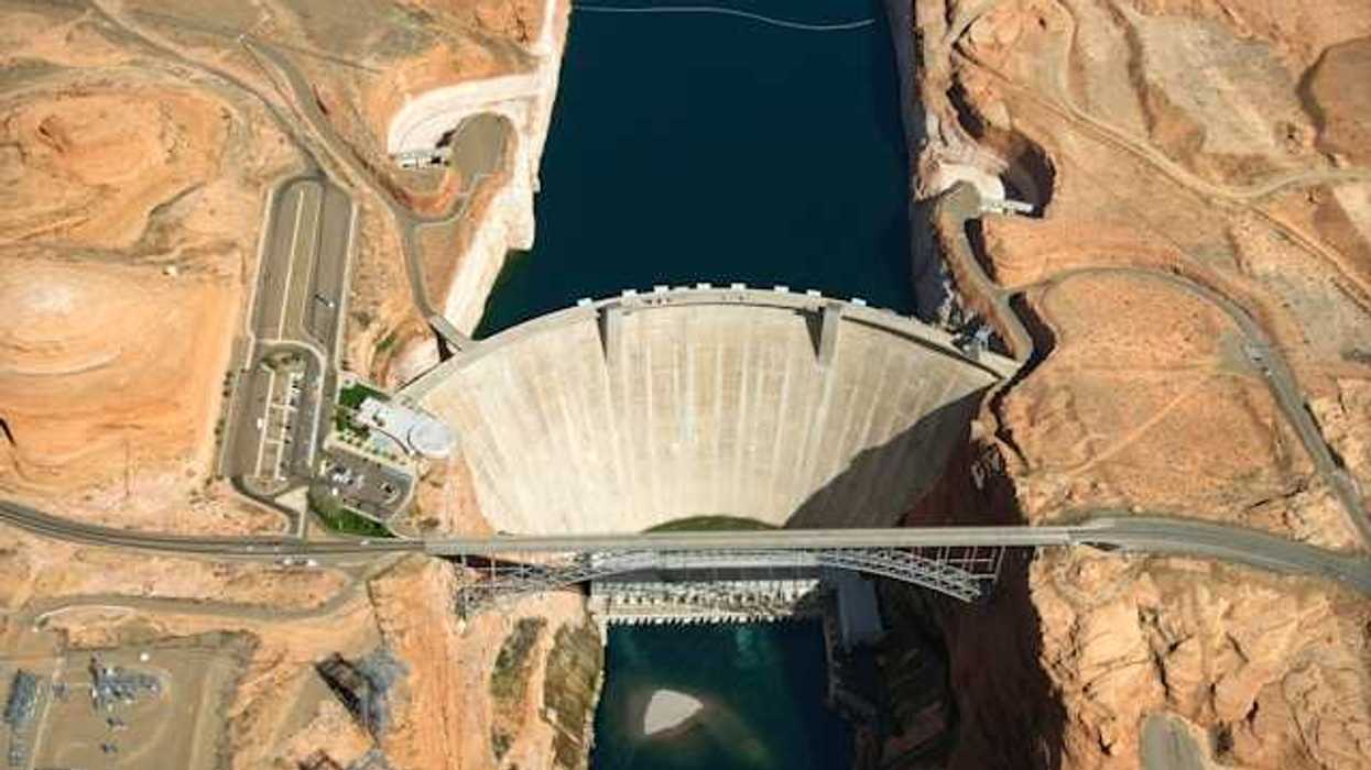 An aerial view of the Hoover Dam