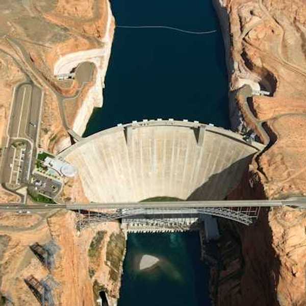 An aerial view of the Hoover Dam