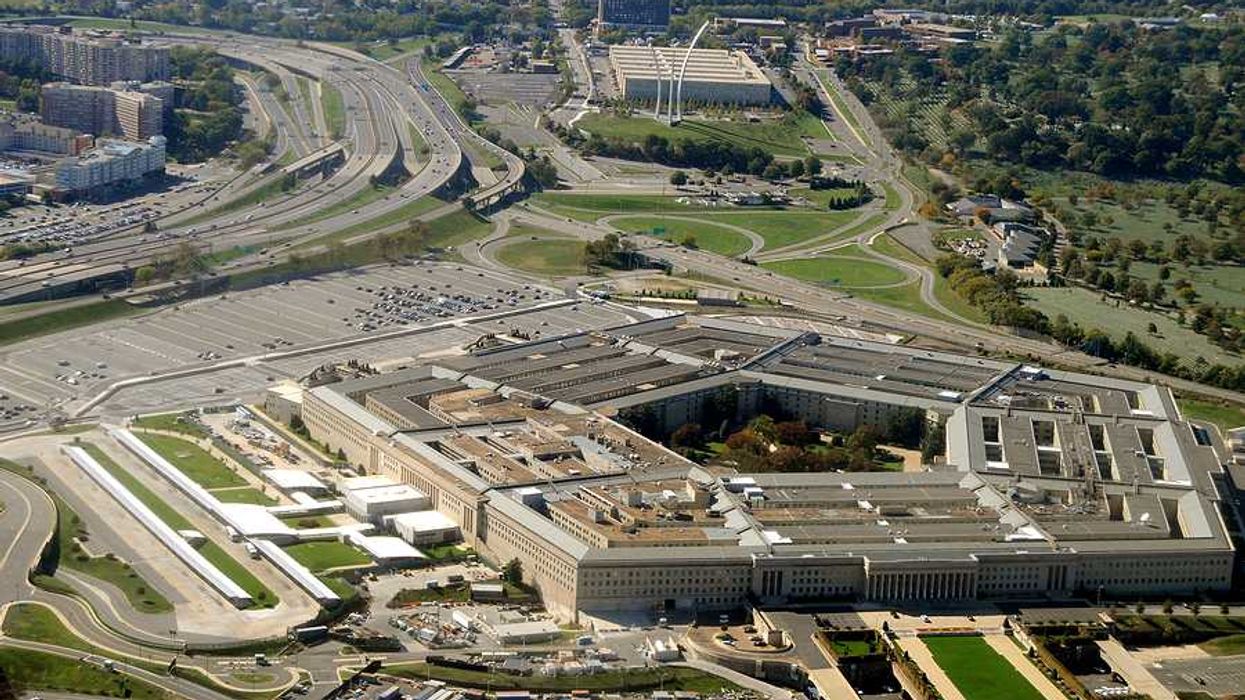 An aerial view of the Pentagon building in Washington, DC
