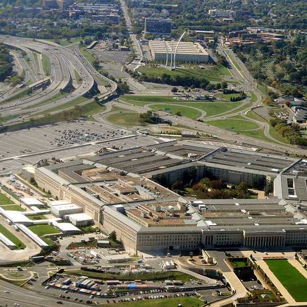 An aerial view of the U.S. Pentagon building near Washington, D.C.