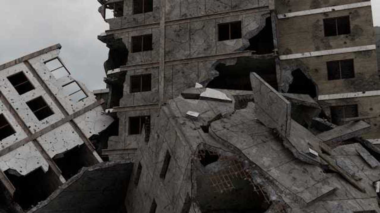 An apartment building in ruins in Gaza