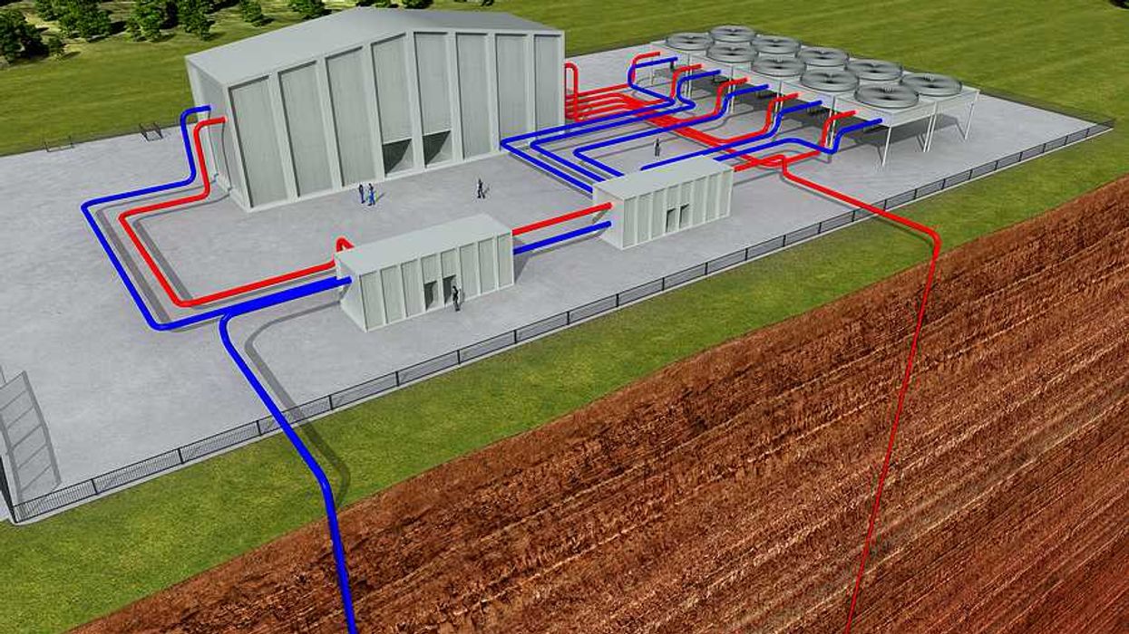 An illustration of a geothermal power plant