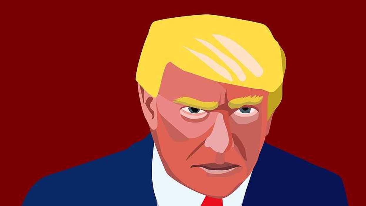 An illustration of donald trump looking at the viewer