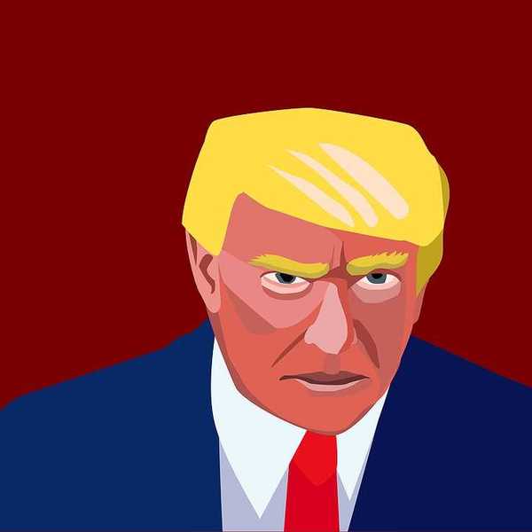 An illustration of donald trump looking at the viewer