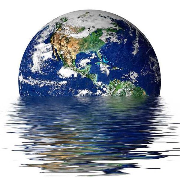 An illustration of the earth melting into a body of water