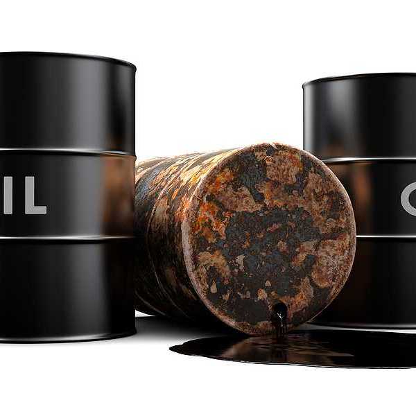 An illustration of three oil barrels, one of which is rusty and leaking oil