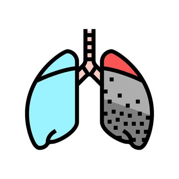 An illustration showing human lungs with one side healthy and the other black