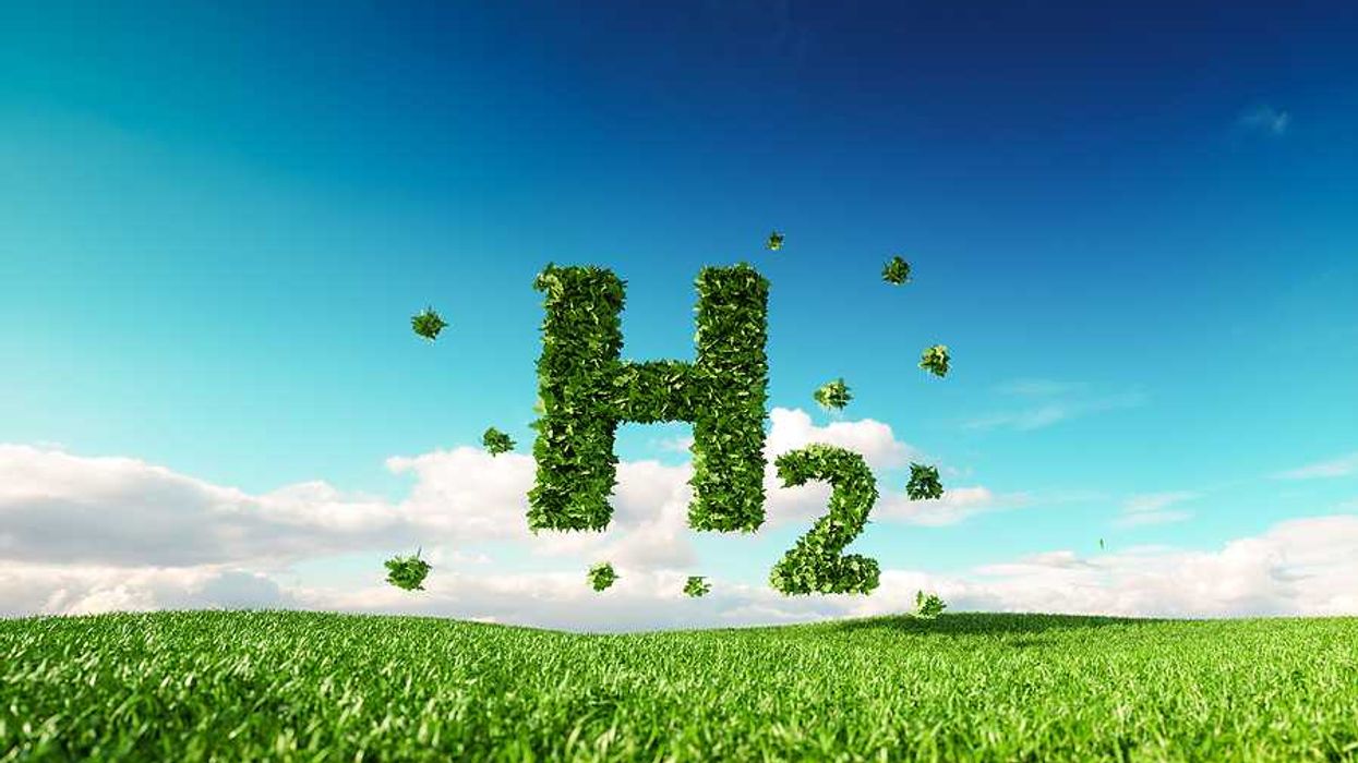 An illustration with green grass and 'H2' hovering above the ground