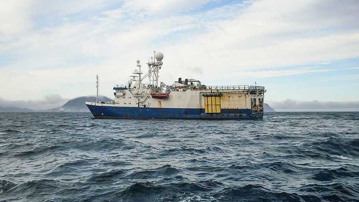 An ocean research ship on the sea