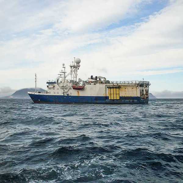 An ocean research ship on the sea
