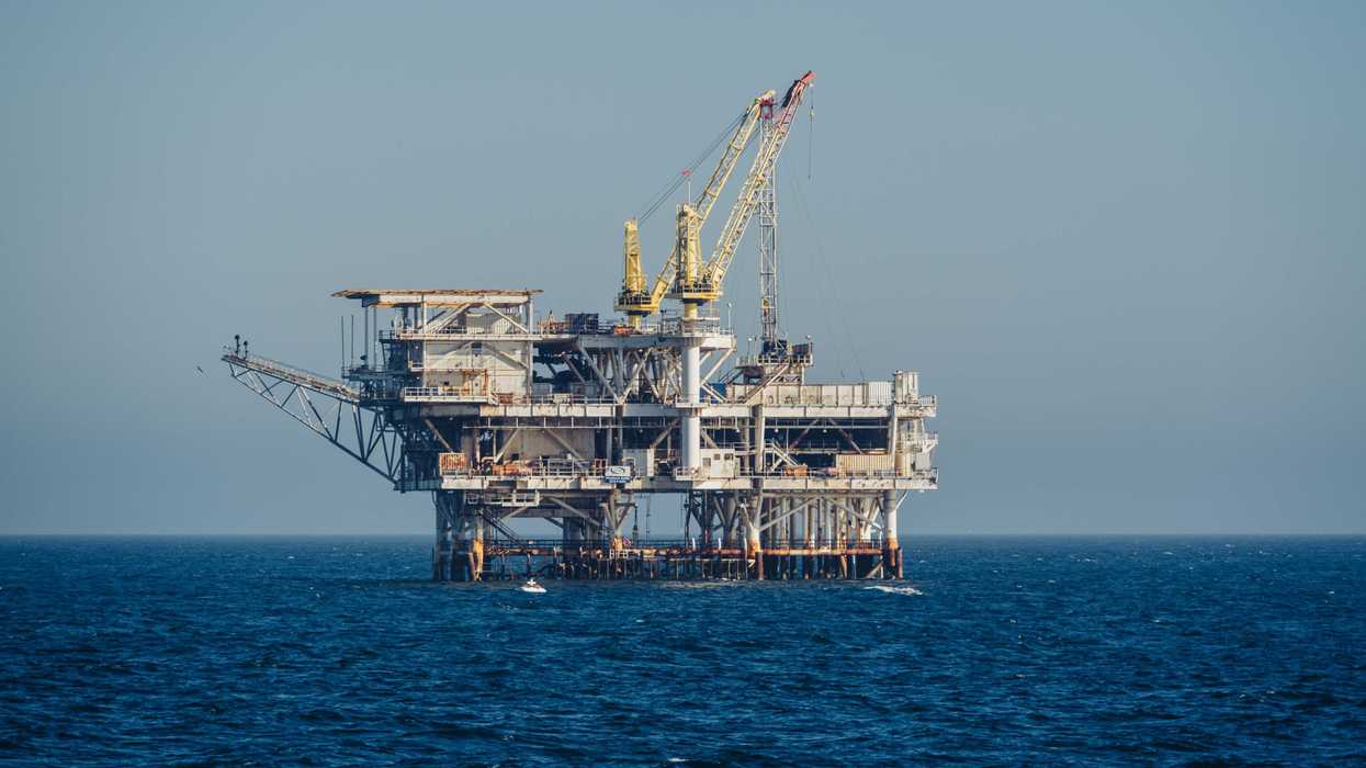 An offshore oil rig.