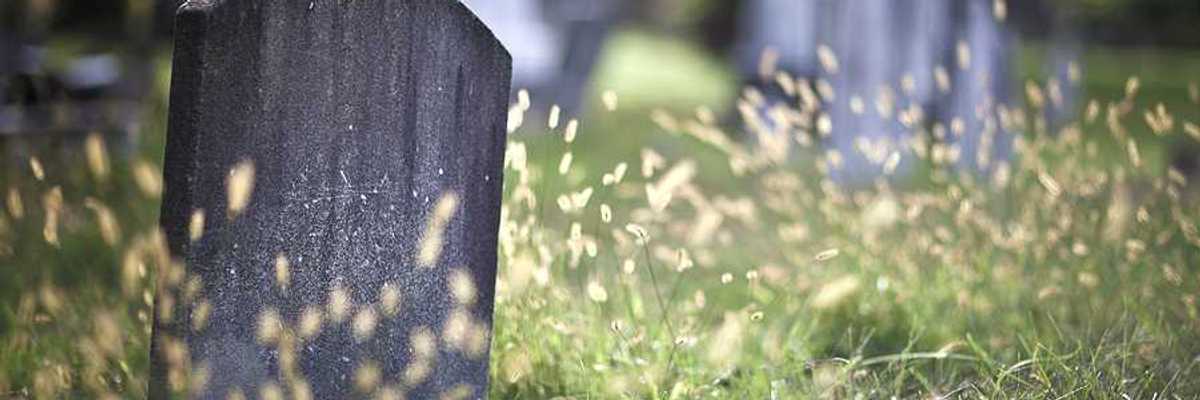 An old gravestone in an ancient cemetery