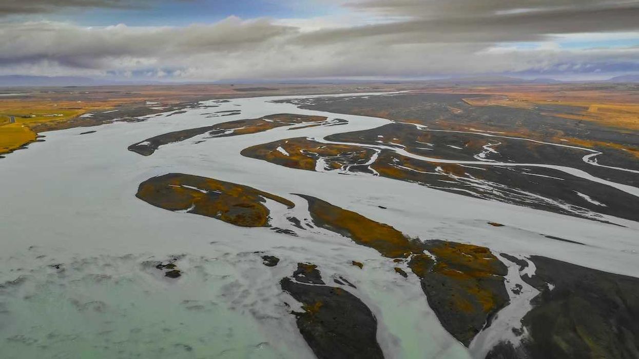 Arctic landscape partially snow-covered