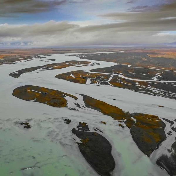 Arctic landscape partially snow-covered