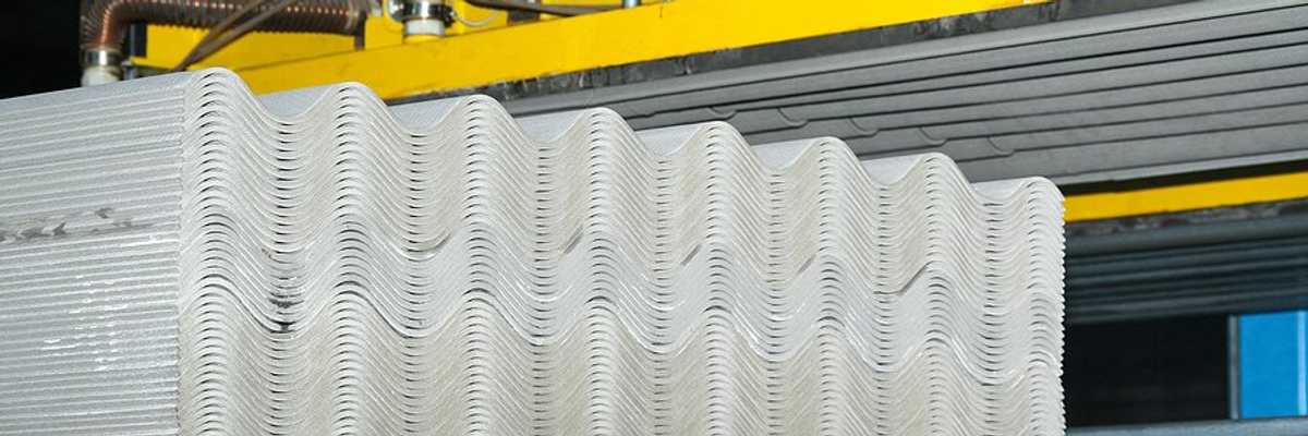 Asbestos roof tiles in a factory.
