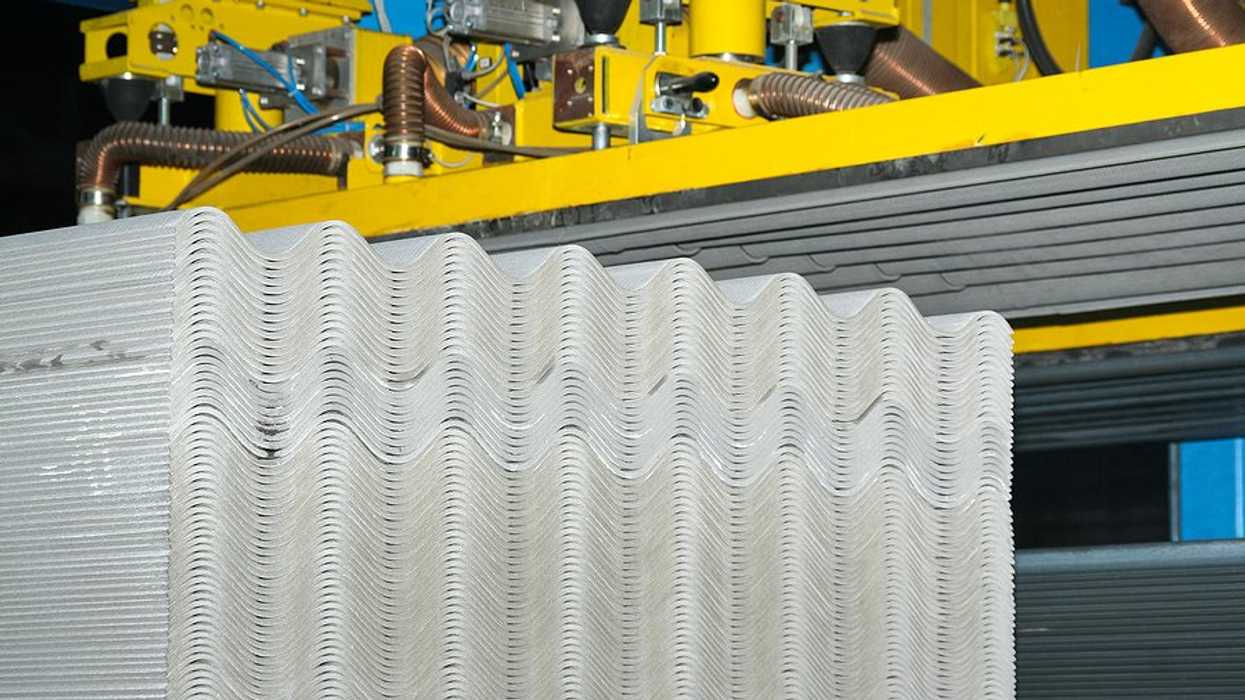 Asbestos roof tiles in a factory.