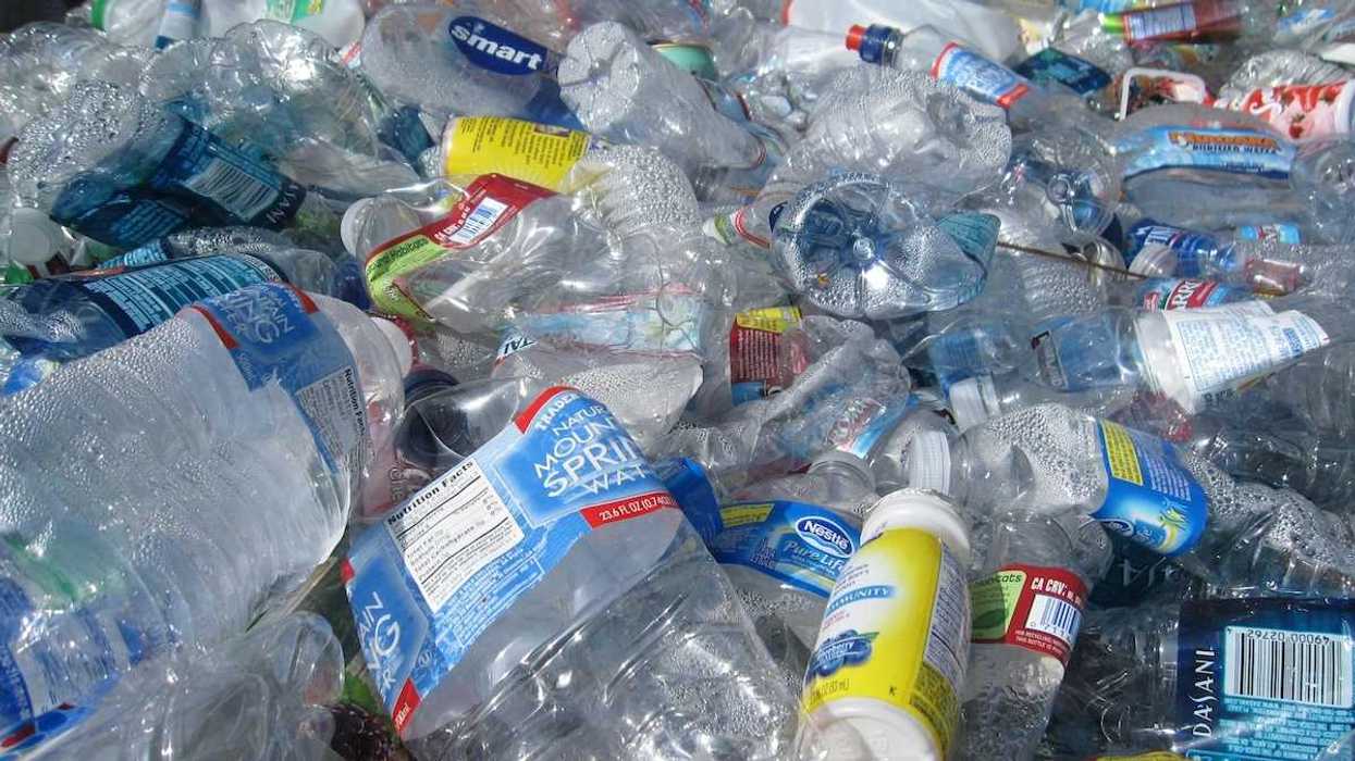 Assorted plastic containers awaiting recycling or disposal