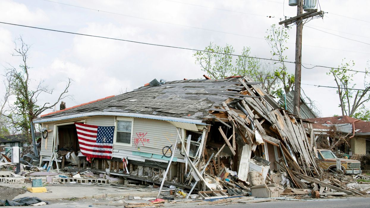 Barber Shop located in Ninth Ward, New Orleans, Louisiana, damaged by Hurricane Katrina in 2005.
