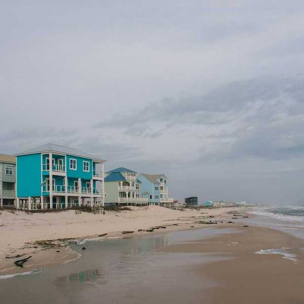 Barrier islands beach homes illustrative of coastal erosion