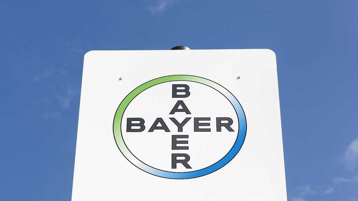 Bayer logo on a blue panel.
