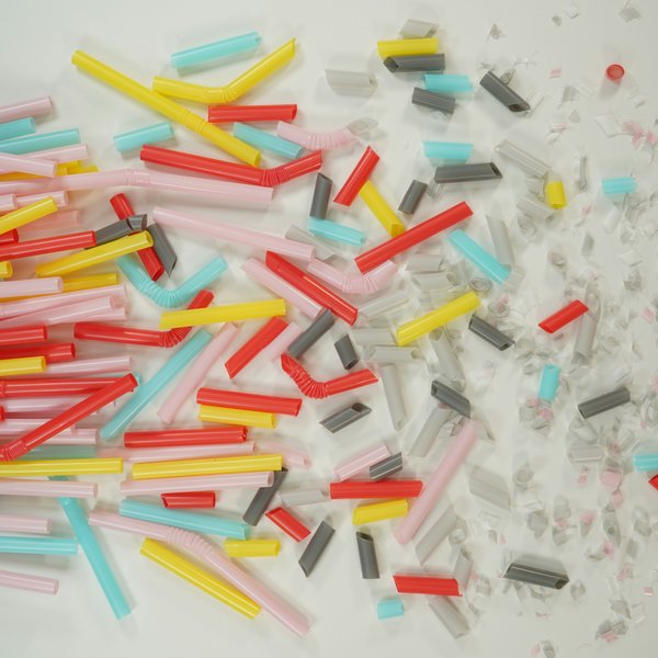 bits and pieces of plastic straws
