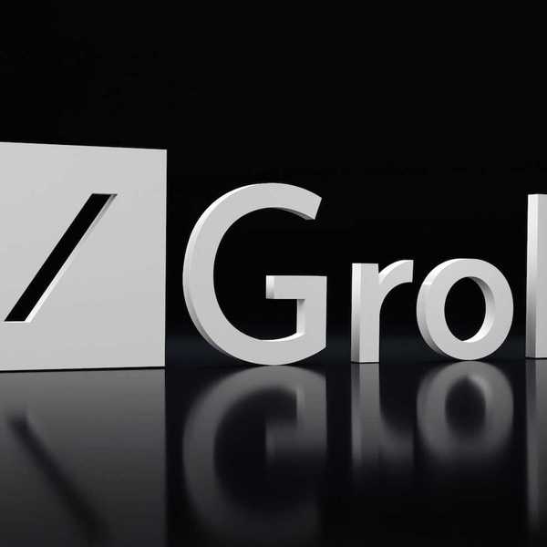 Black and white Grok X.AI Logo in 3D