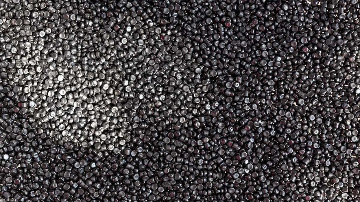 black pallet polymer beads isolated on white background