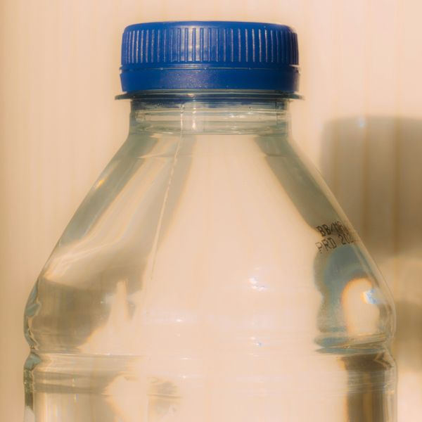 blue and white plastic bottle