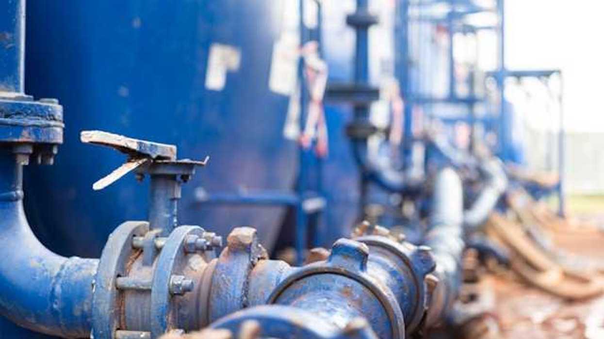 Blue industrial pipes