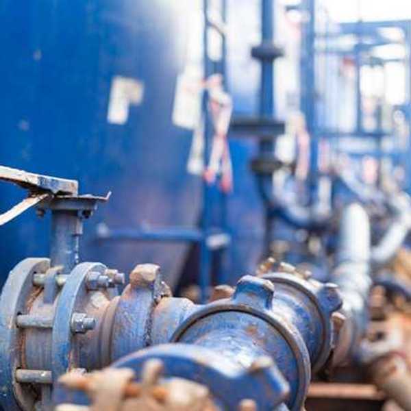Blue industrial pipes