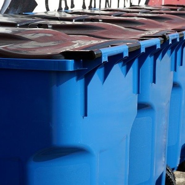 Blue recycling cans