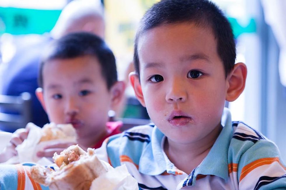 Boys children eating