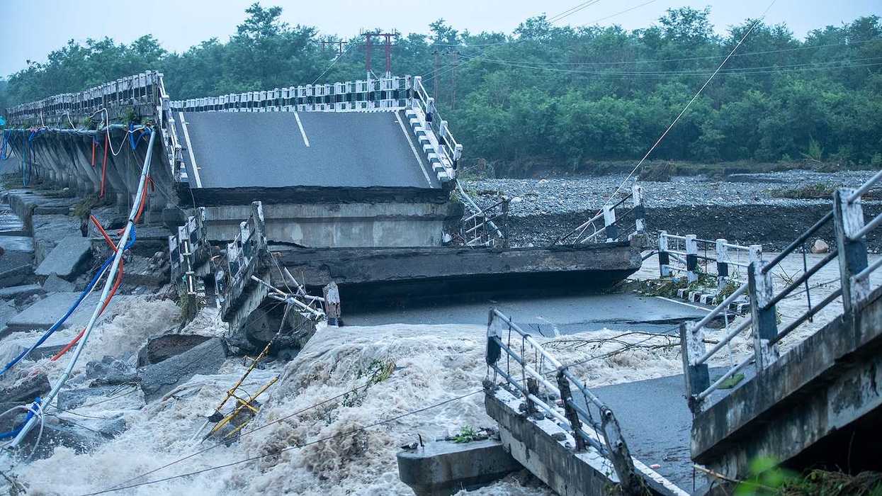 Bridge wash-out during Himalaya flooding