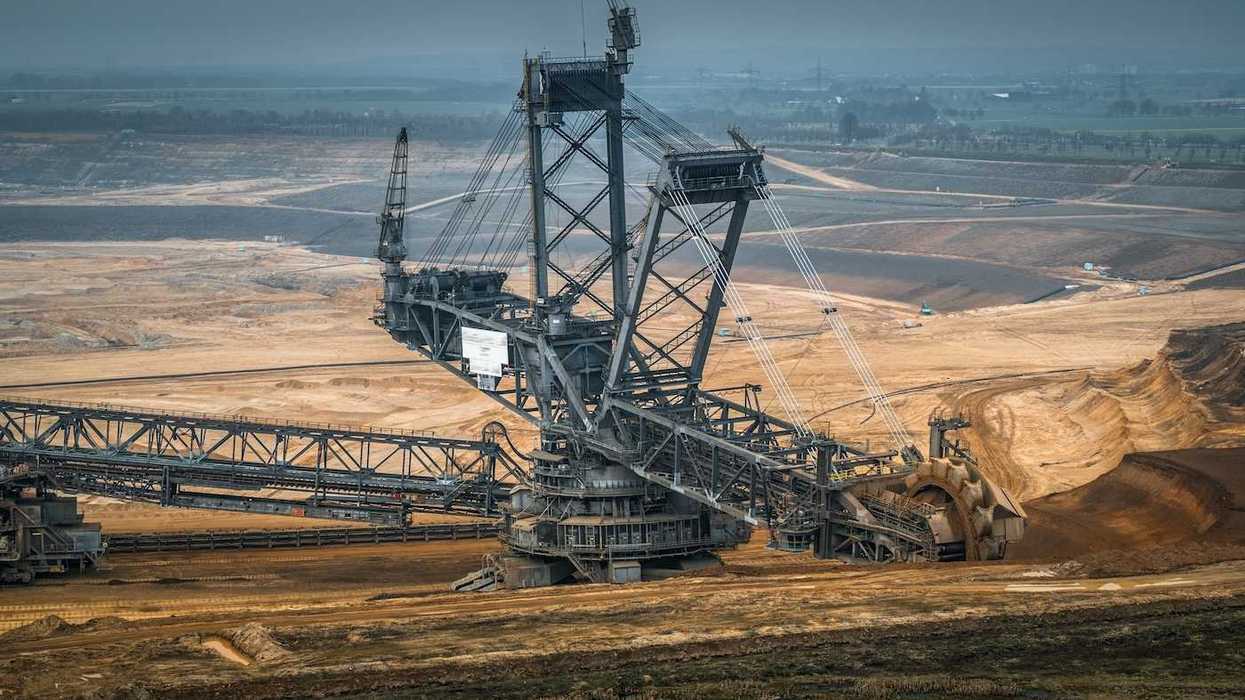 Bucket-wheel excavator working an open-pit coal mine