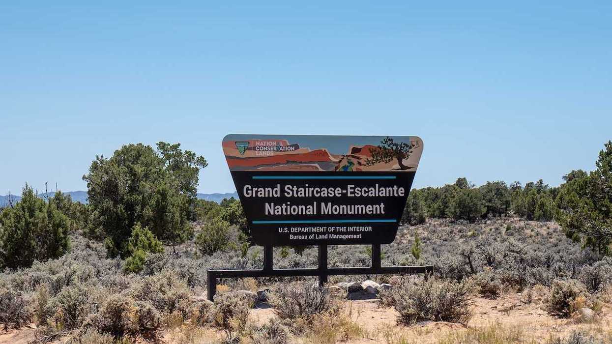 Bureau of Land Management sign for the Grand Staircase Escalante National Monument in Utah.