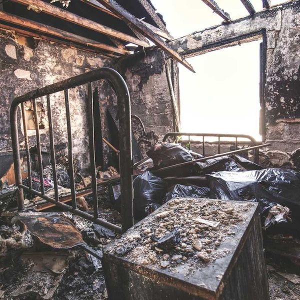 Burned at room post-fire aftermath