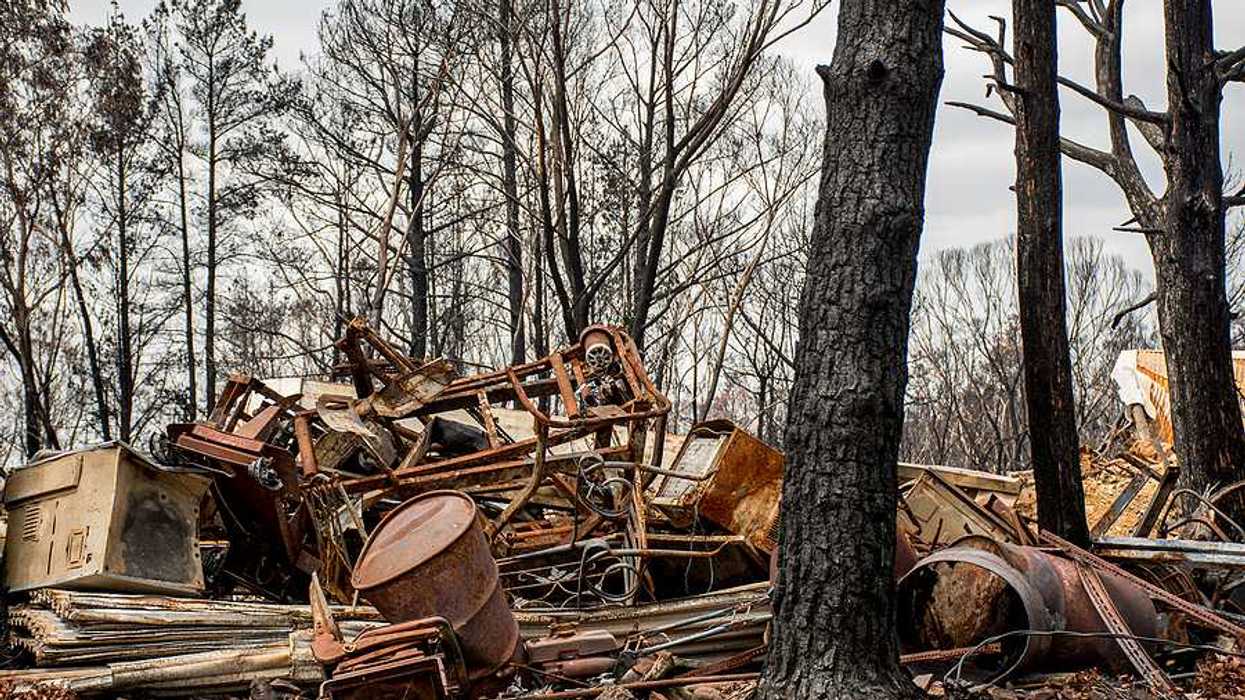 Burned-out rubble as a result of a wildfire