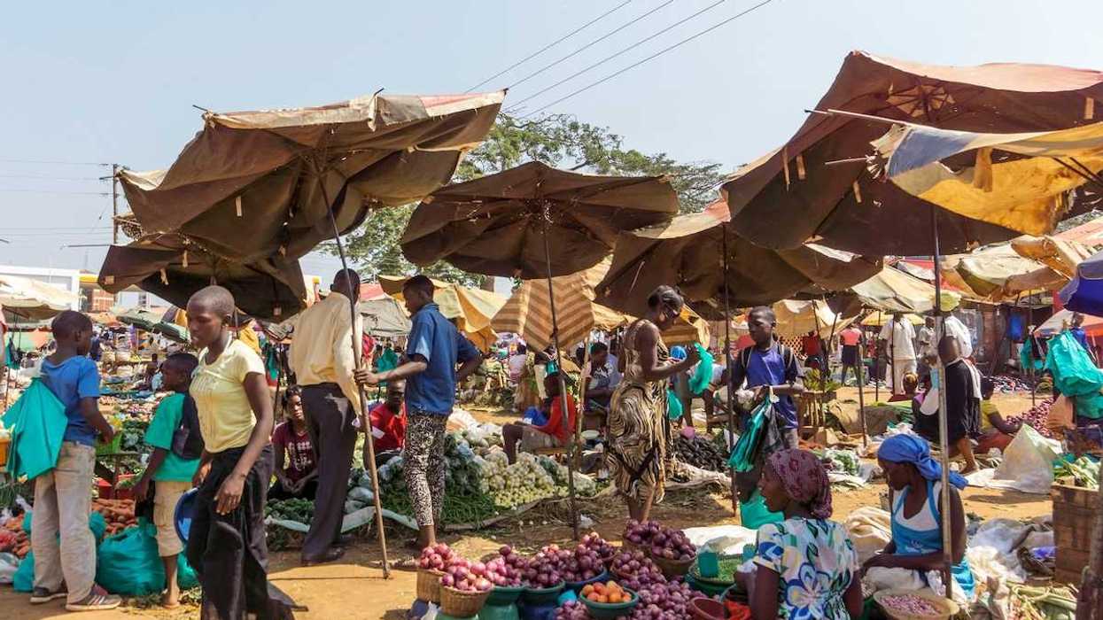 Bustling open-air market in Uganda