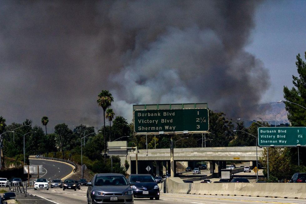 California freeway wildfire