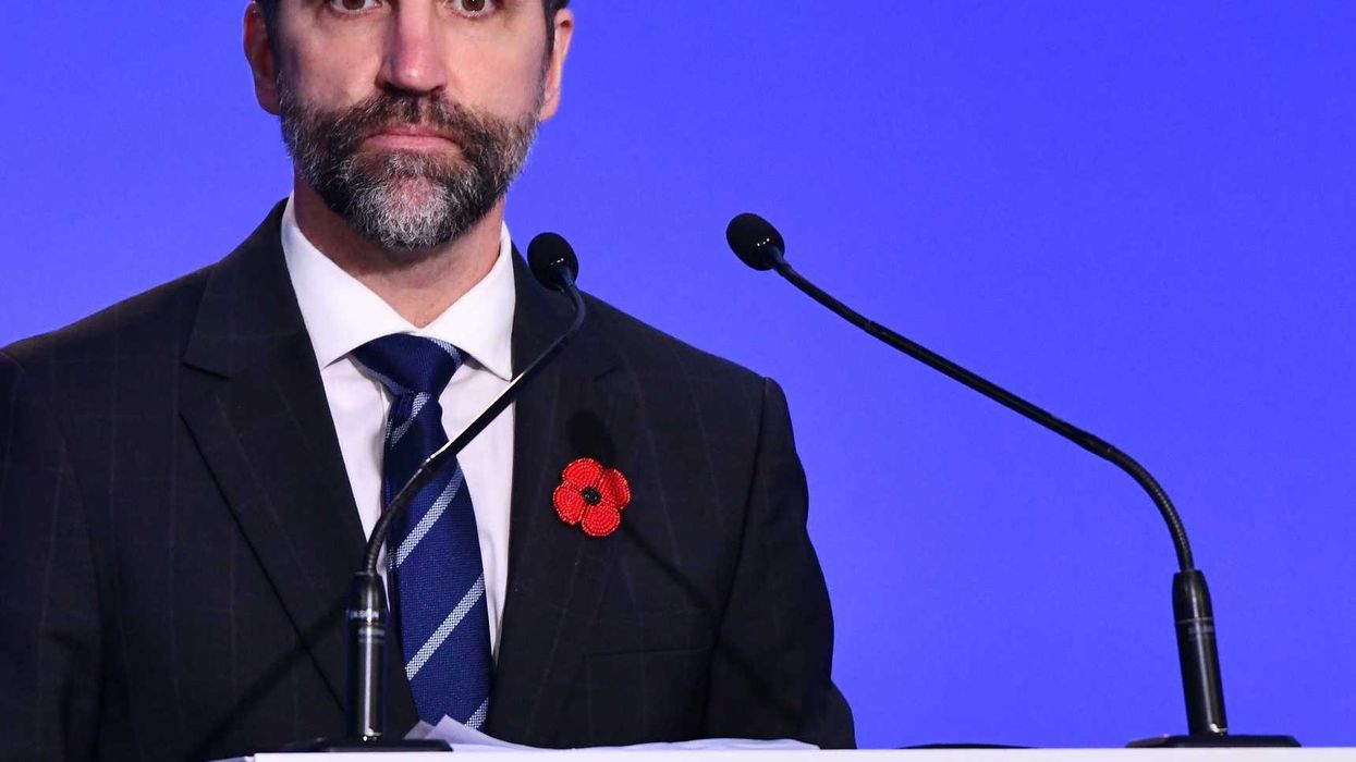 Canada's former culture minister Steven Guilbeault at lectern COP26 UN climate change conference 2021