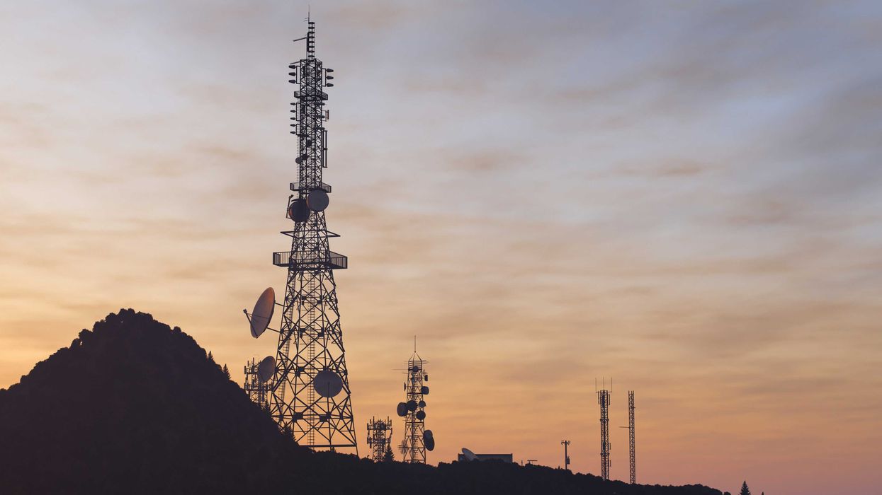 Cell towers on a hilltop