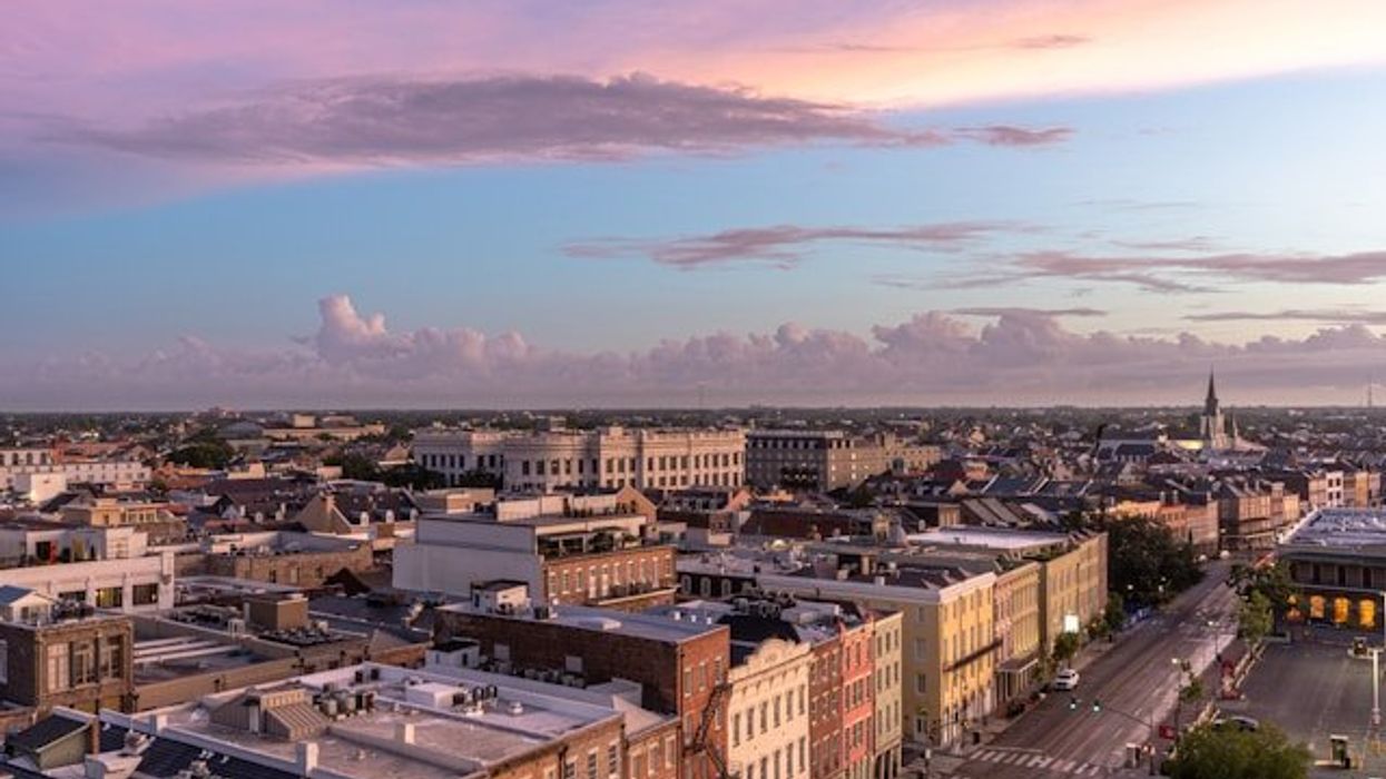 Charleston South Carolina buildings and street viewed from above.