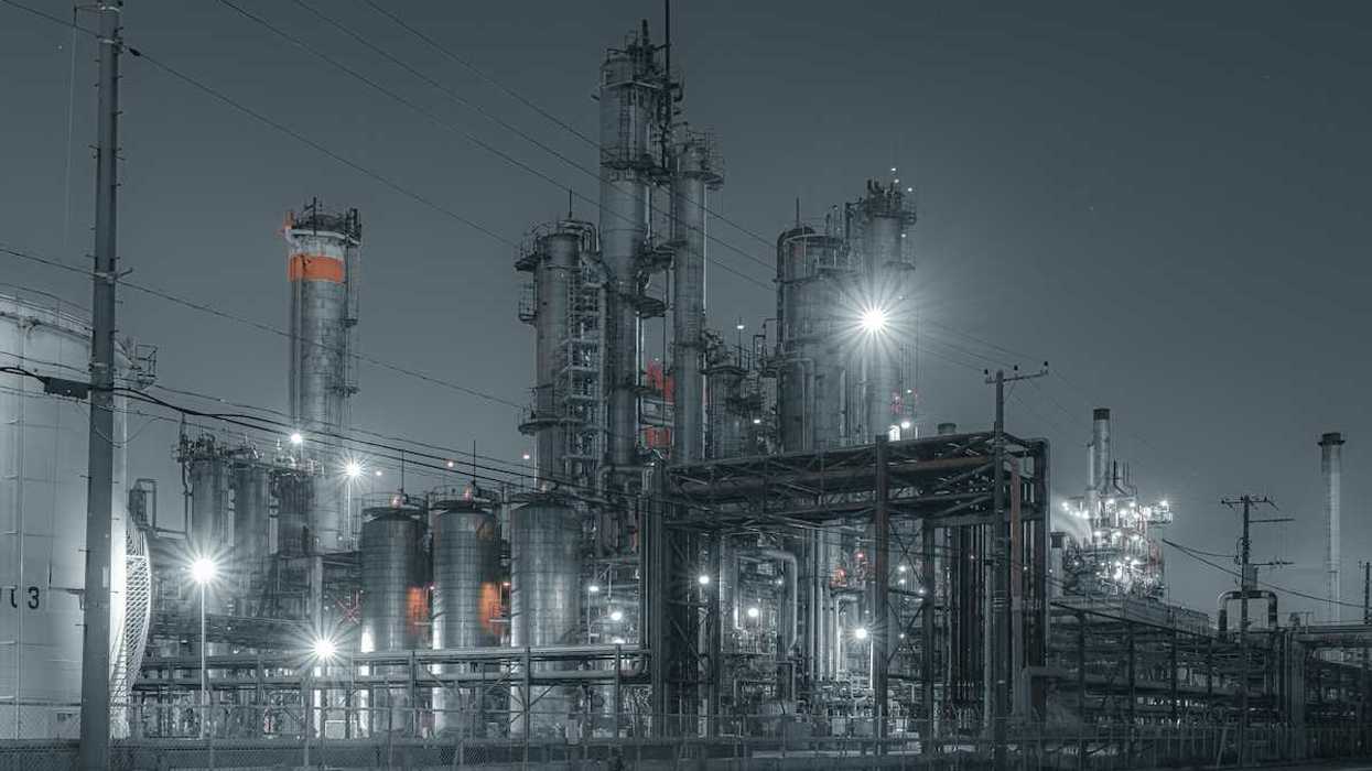Chemical manufacturing facility at night