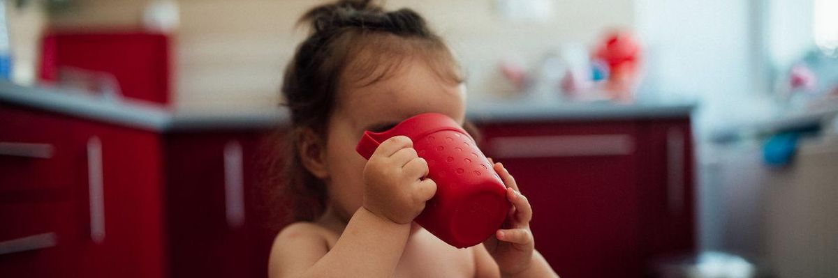 child drinking water