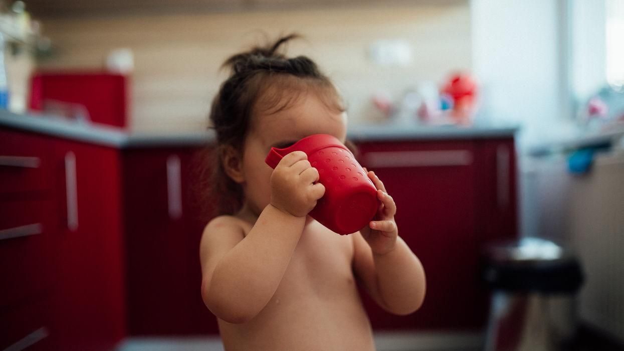 child drinking water