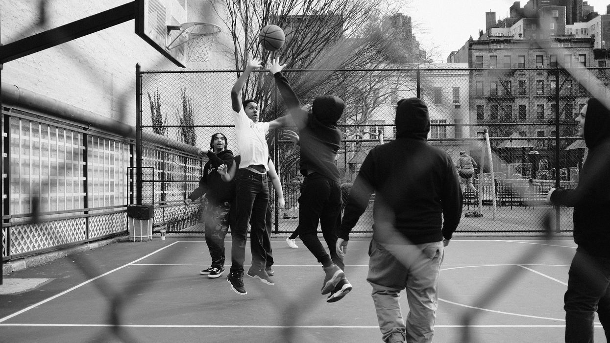 Children playing basketball in Brooklyn, NY
