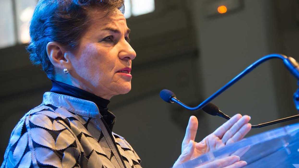 Christiana Figueres, Executive Secretary of the UN Framework Convention on Climate Change, speaks on climate justice during COP21.