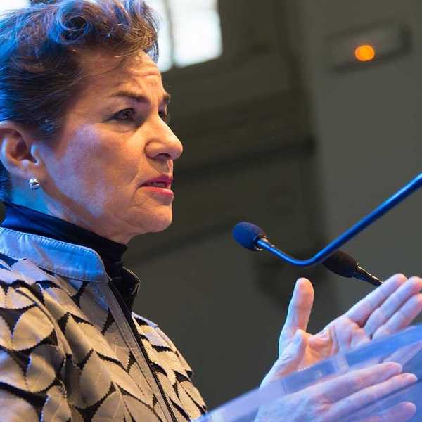 Christiana Figueres, Executive Secretary of the UN Framework Convention on Climate Change, speaks on climate justice during COP21.