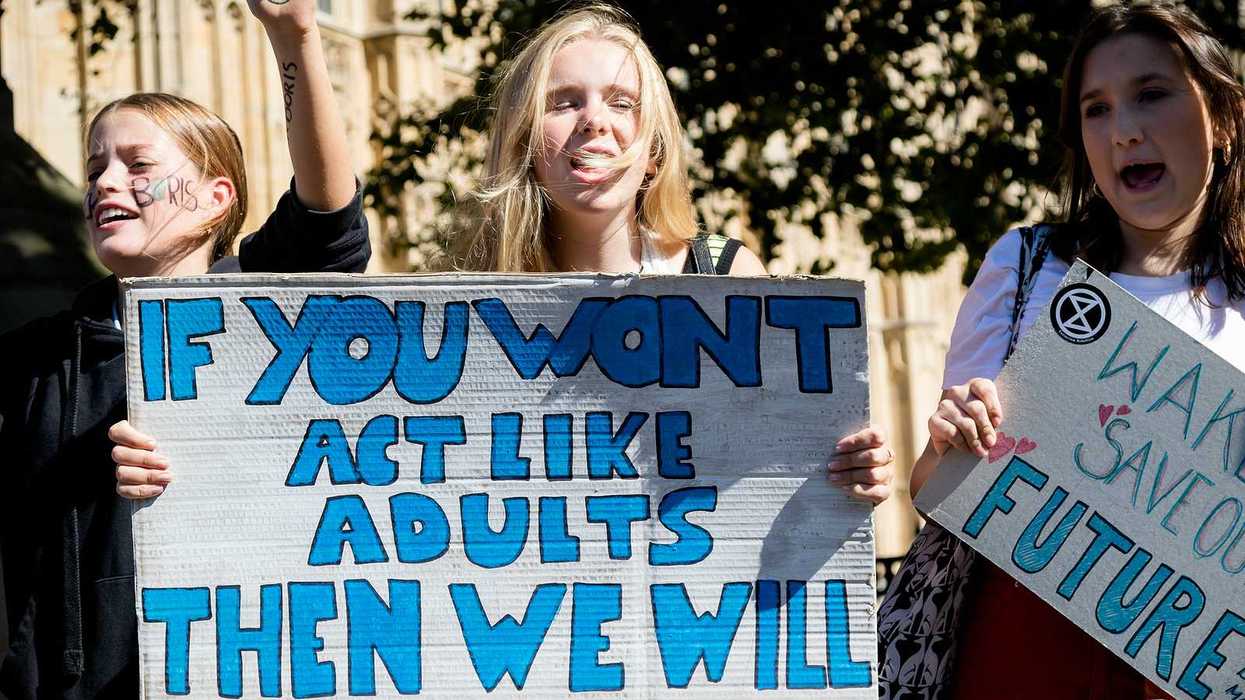 Climate Change Protesters gather in Westminster, central London near the British Parliament as part of a global day of protest.